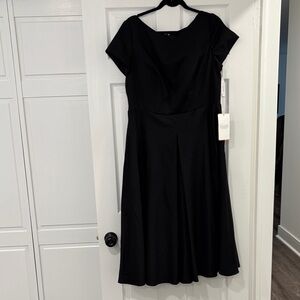 Women's Black Midi Fit-and-Flare Dress